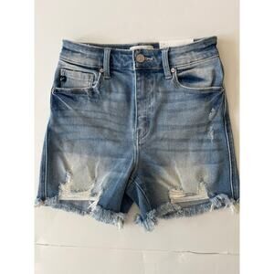 Kancan Highrise Distressed Jean Shorts Women S Stretch Coastal Cowgirl Western